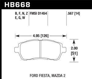 Ford Fiesta Brake Pads - Front - Hawk Performance - DTC-60 - `11-`12 Ford Fiesta Brake Pads - Front - Hawk Performance - DTC-60 - `11-`12